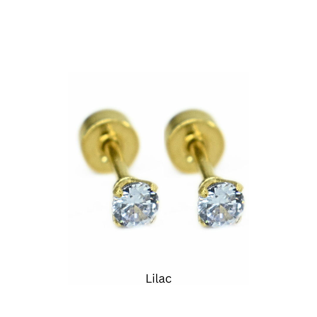 3mm Multi Colour diamond studs - Gold - TheEarringCollective