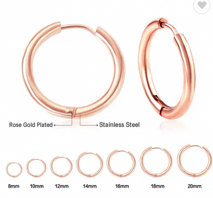 8mm Classic hoops - Rose gold - TheEarringCollective