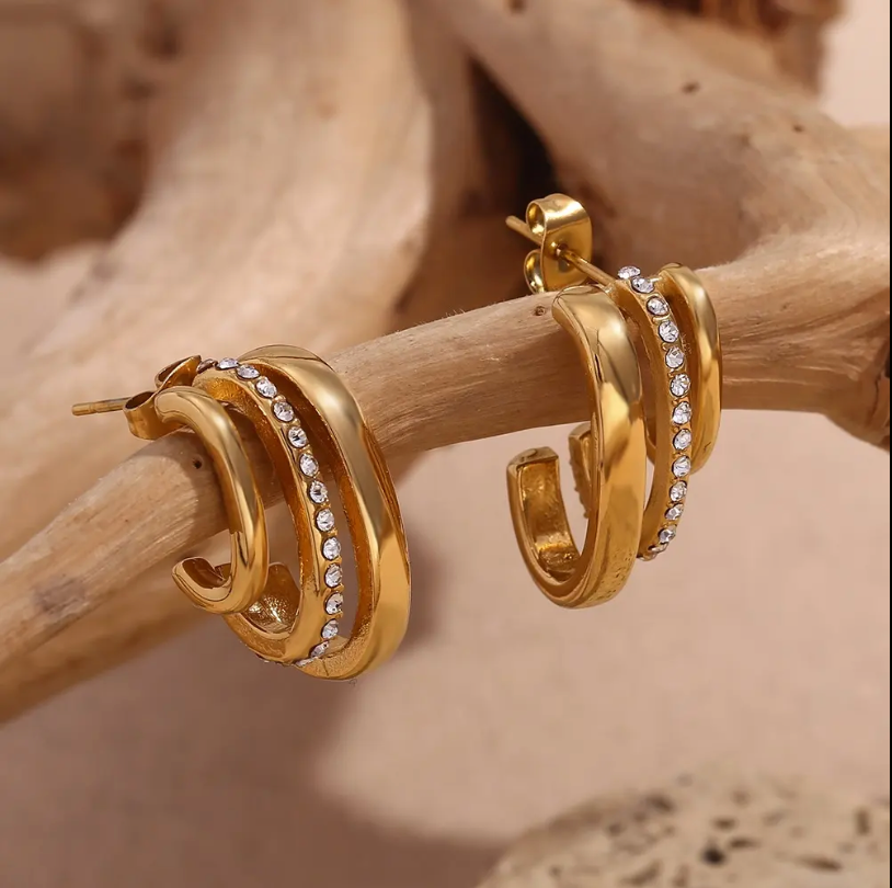 Triple stacked hoops - Gold