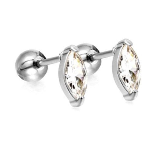 Marquise diamond style studs - Silver