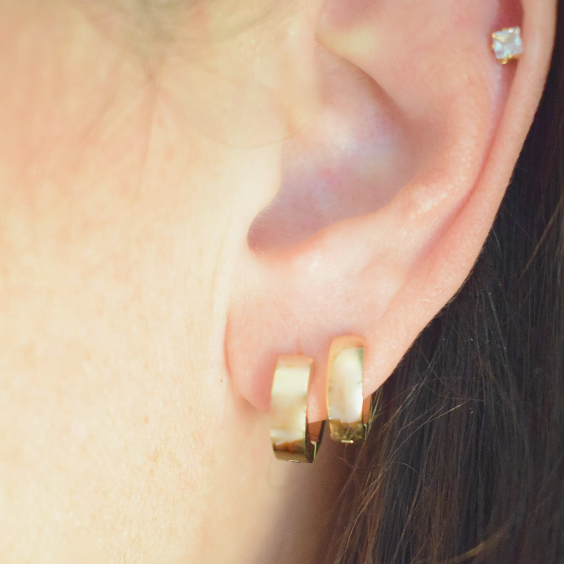 3mm Square diamond studs - Gold - TheEarringCollective