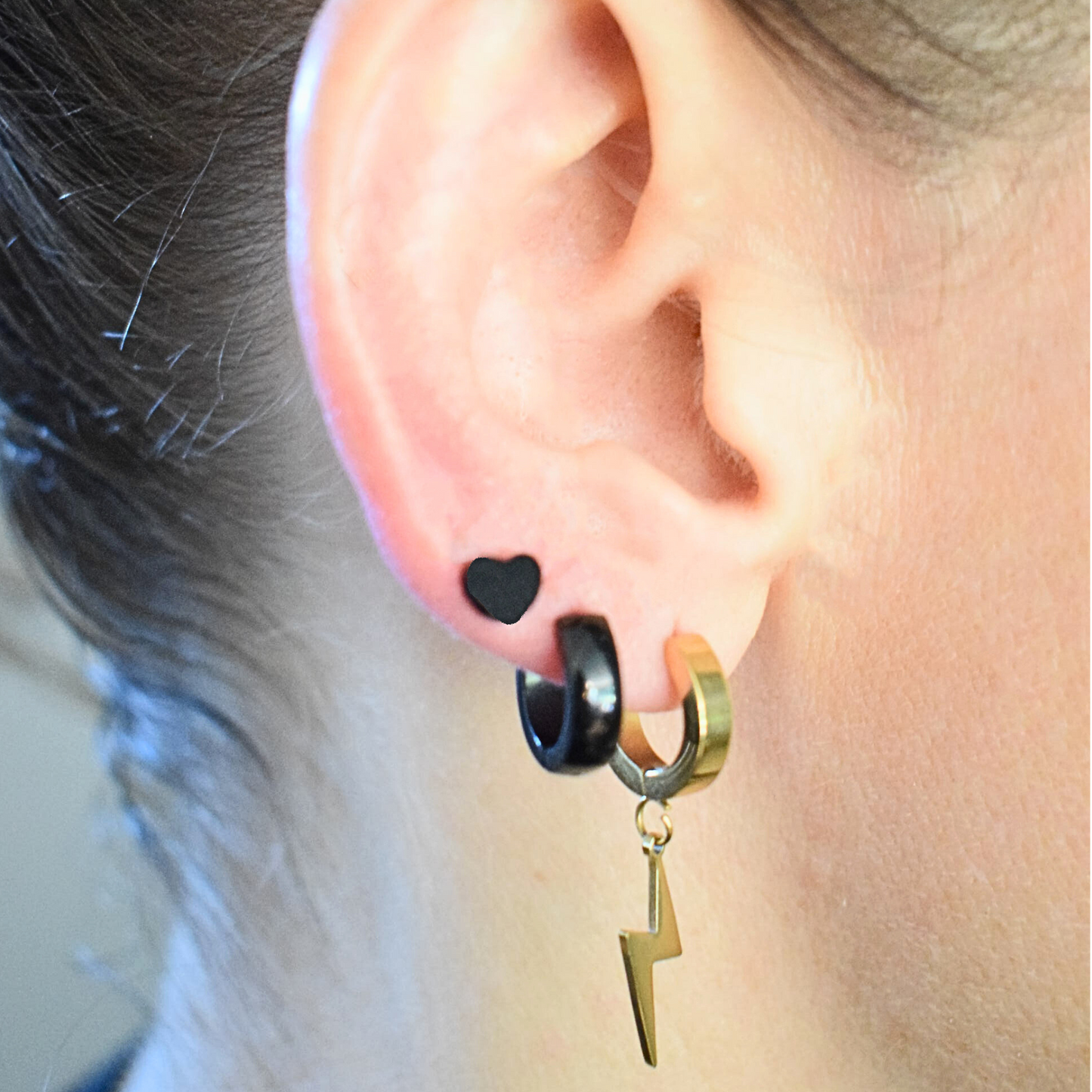 10mm Chunky hoops - Black - TheEarringCollective