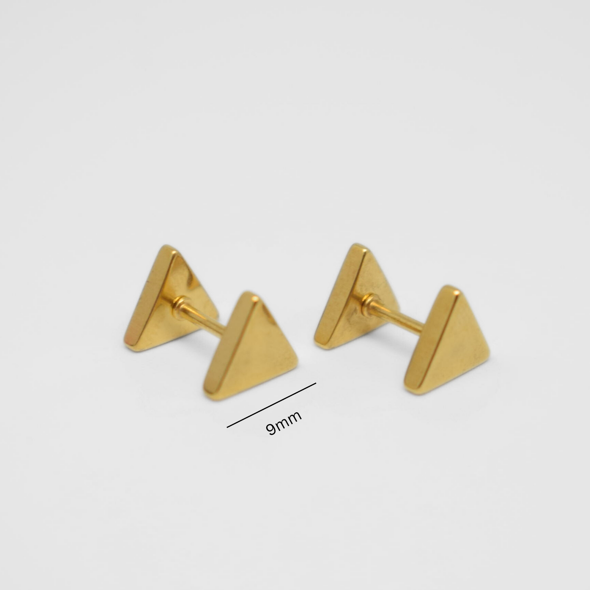 8mm Double triangle studs - Gold - TheEarringCollective