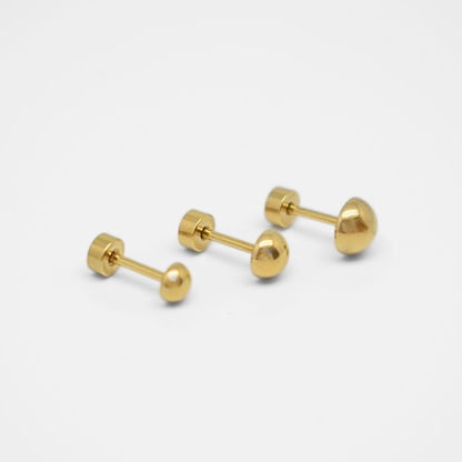 4mm Half ball studs - Gold - TheEarringCollective