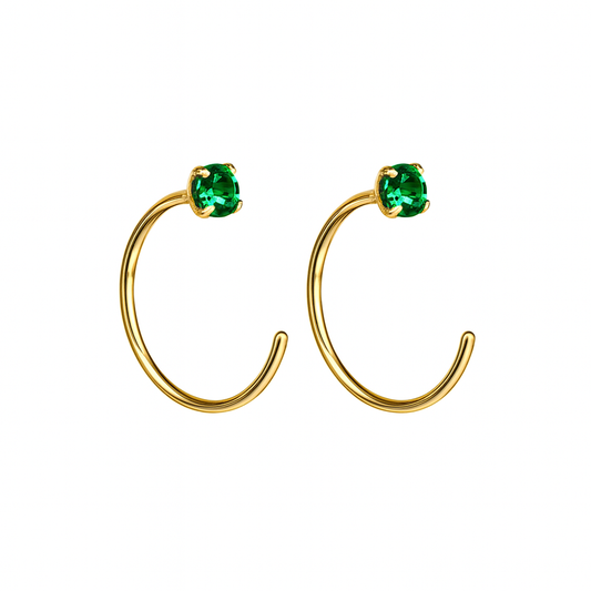 3mm Green diamond hoops - Gold