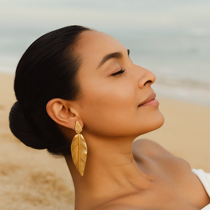Dangled leaf studs - Gold