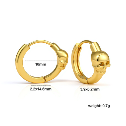 10mm skull hoops - Gold