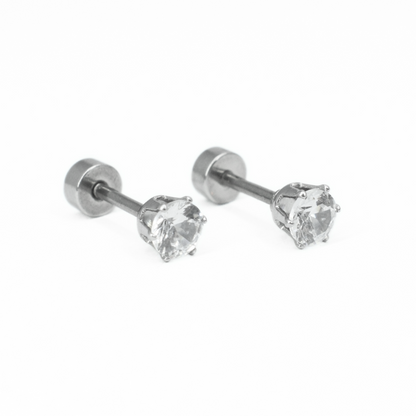 4mm Diamond studs - Silver - TheEarringCollective