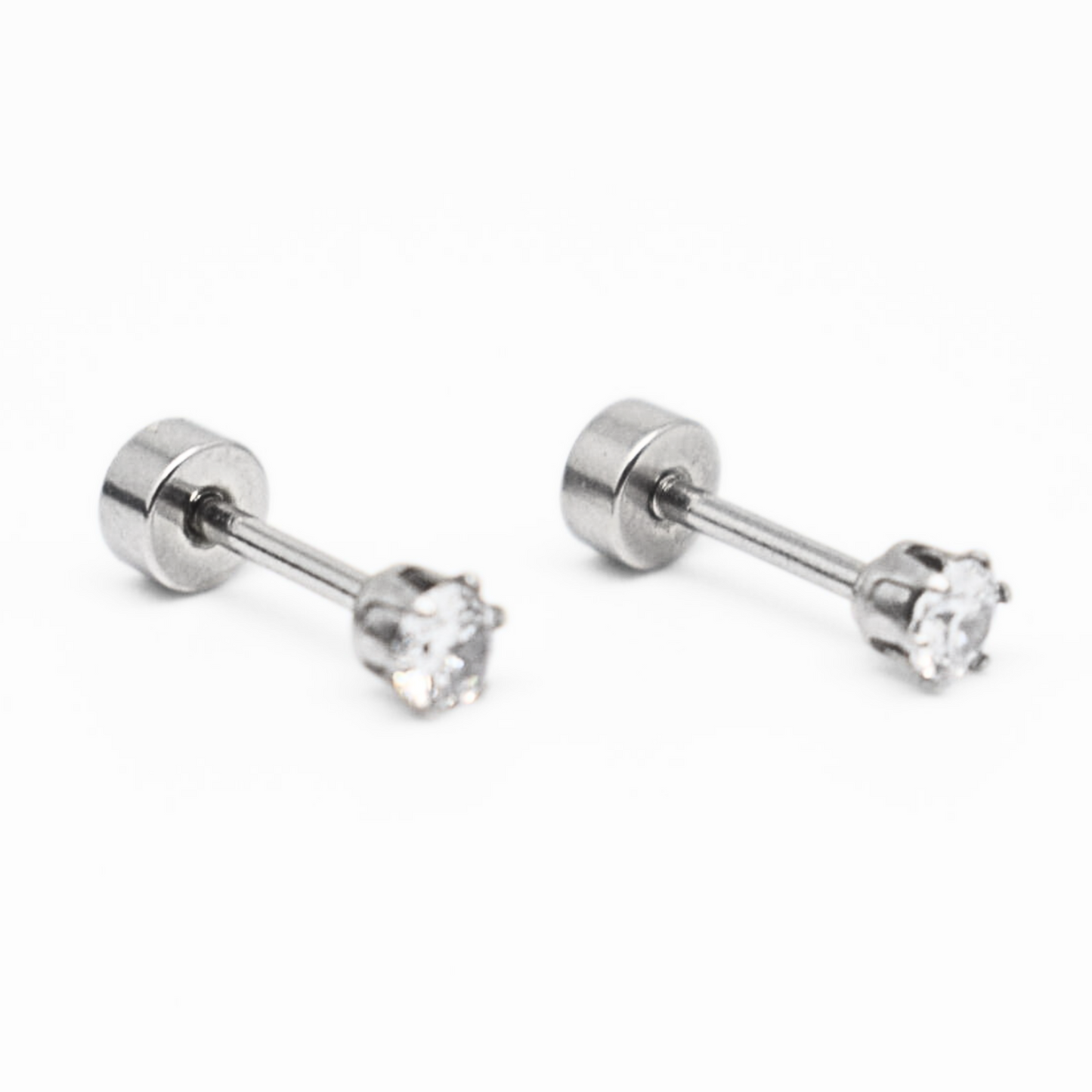 3mm Diamond studs - Silver - TheEarringCollective