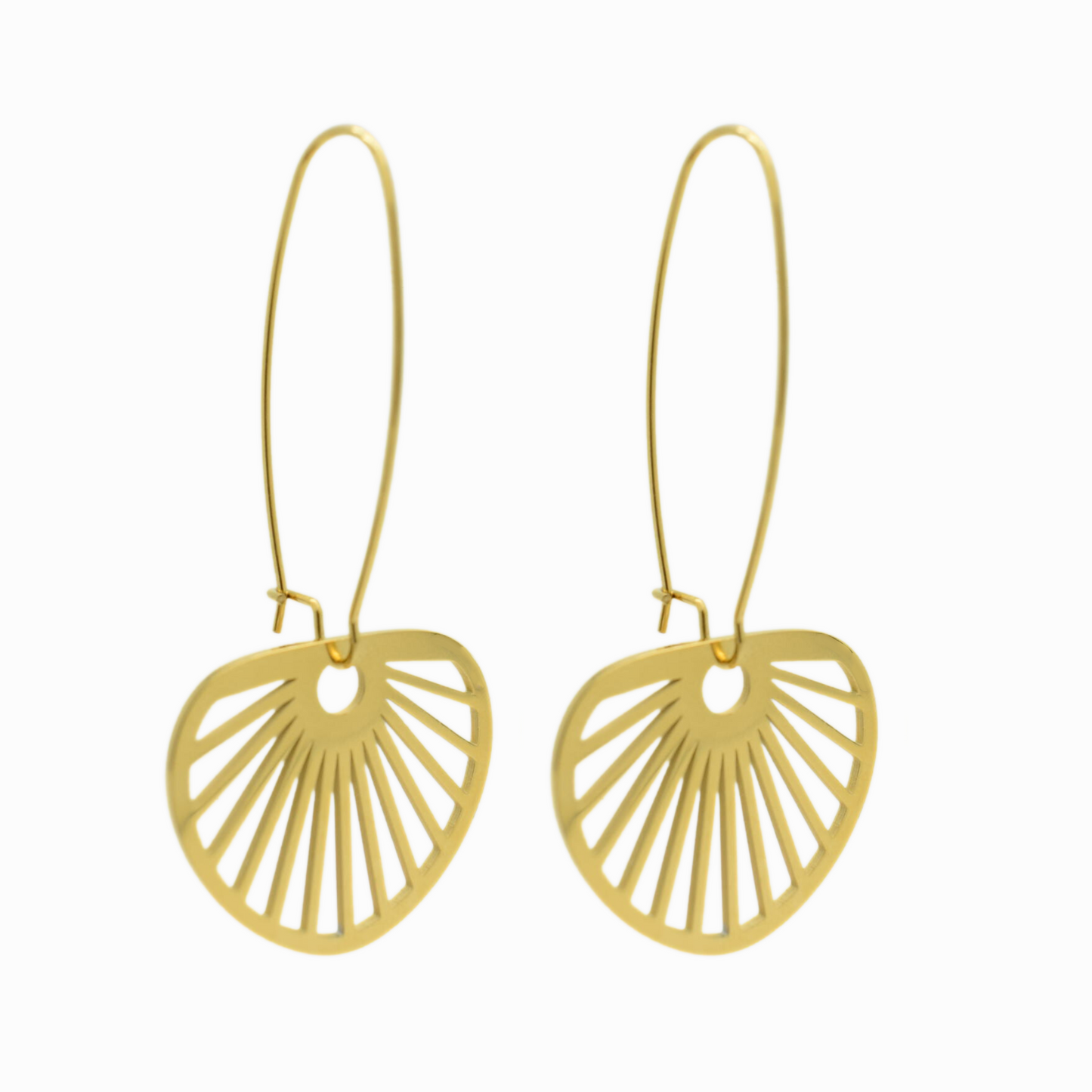 Dangled shell hoops - Gold - TheEarringCollective