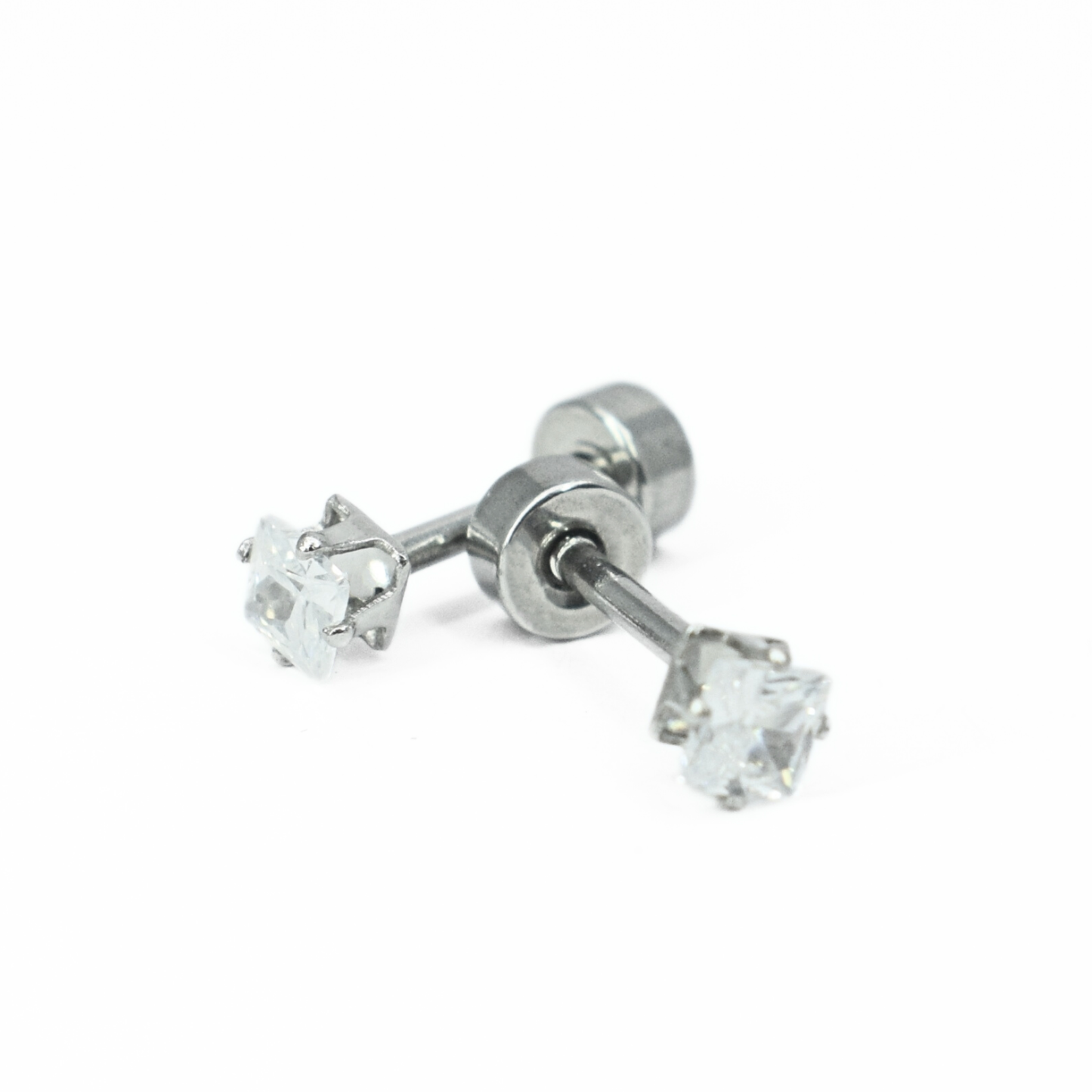 3mm Square diamond studs - Silver - TheEarringCollective