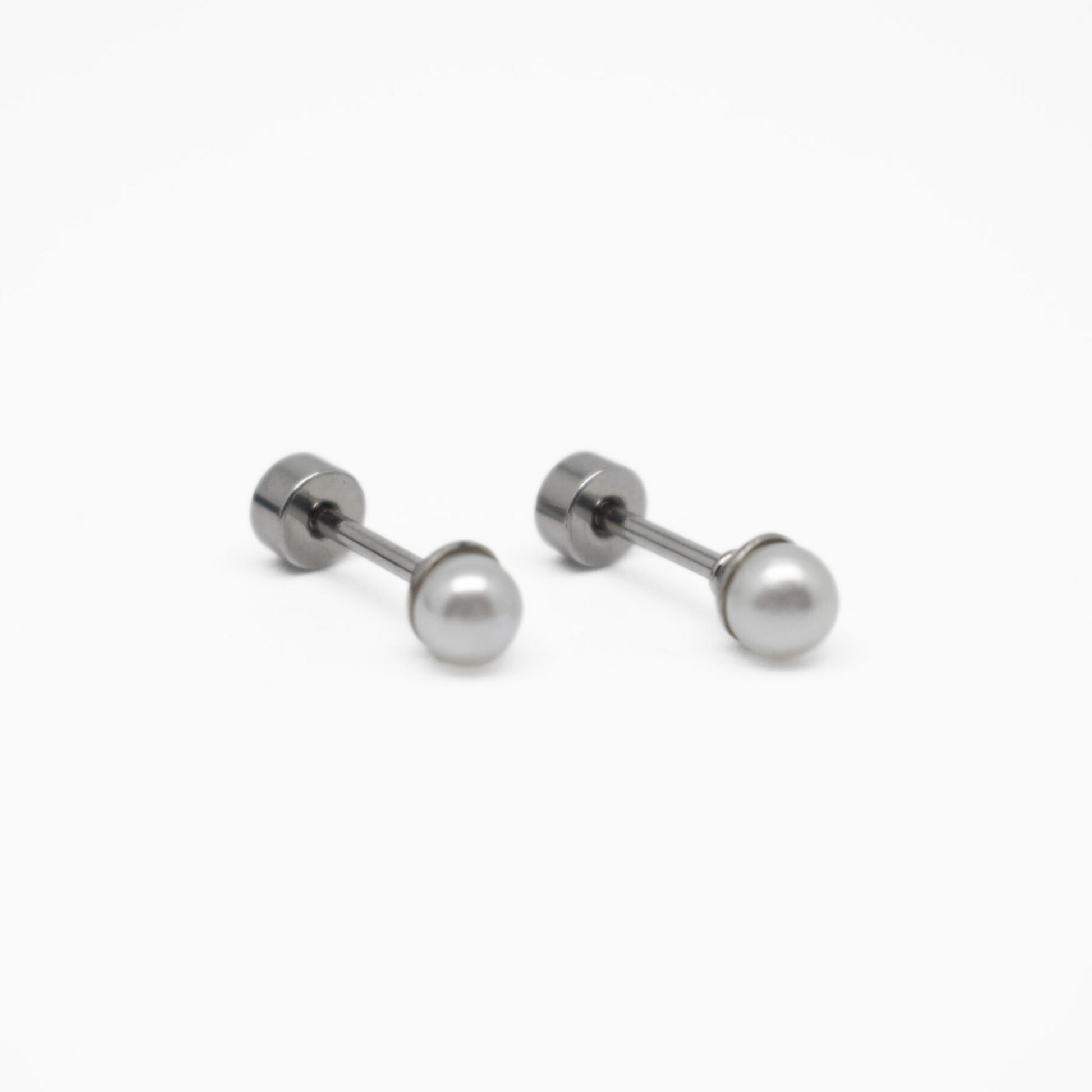 4mm Baby pearl studs - Silver - TheEarringCollective