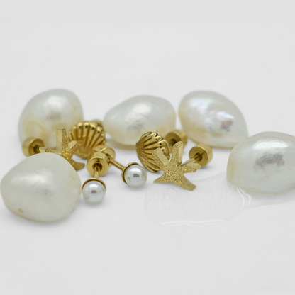 Shell studs - Gold - TheEarringCollective