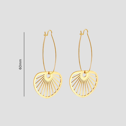 Dangled shell hoops - Gold - TheEarringCollective