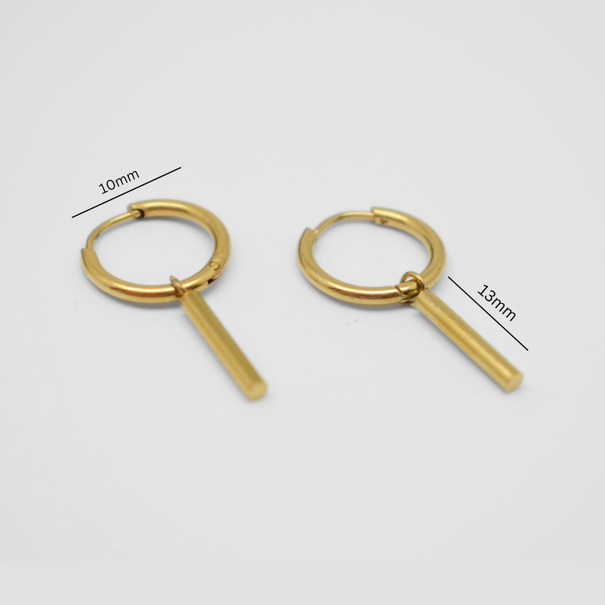 Cylinder drop hoops - Gold - TheEarringCollective